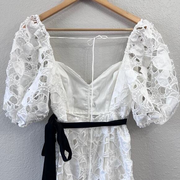 ANTHROPOLOGIE FOR LOVE AND LEMONS WHITE EMBROIDERED LACE MIDI DRESS Small - Picture 12 of 16